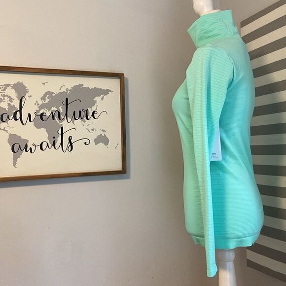 Athleta Mint Green Flurry Blizzard Rib Turtleneck Athletic Top Size Small NEW - Picture 5 of 12